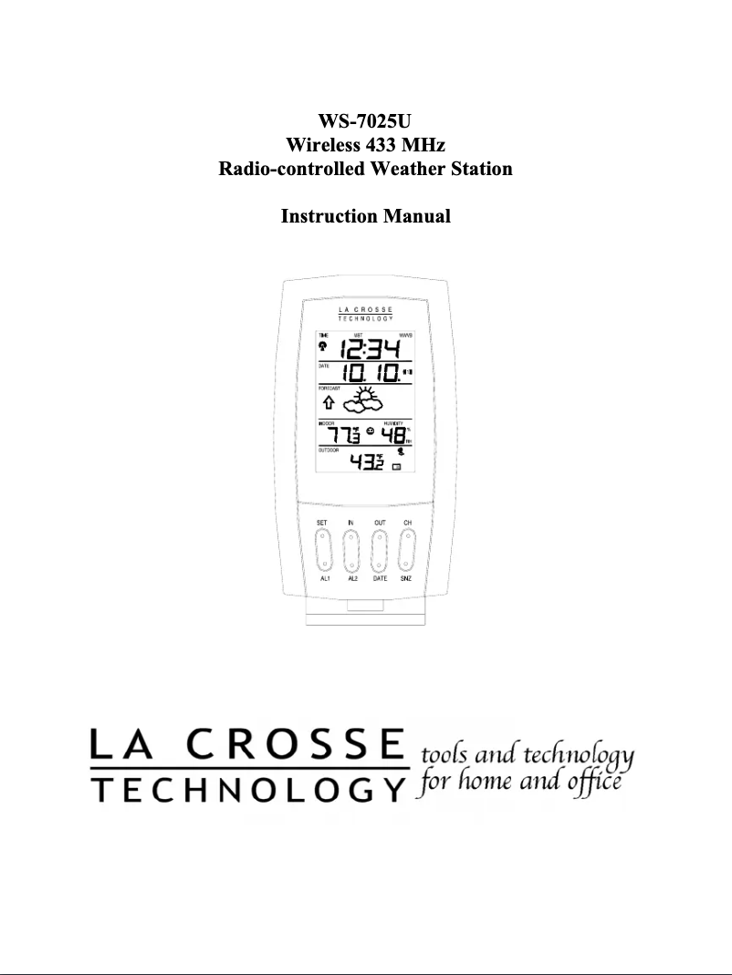 Page 1 de la notice Manuel utilisateur La Crosse Technology WS-7025U