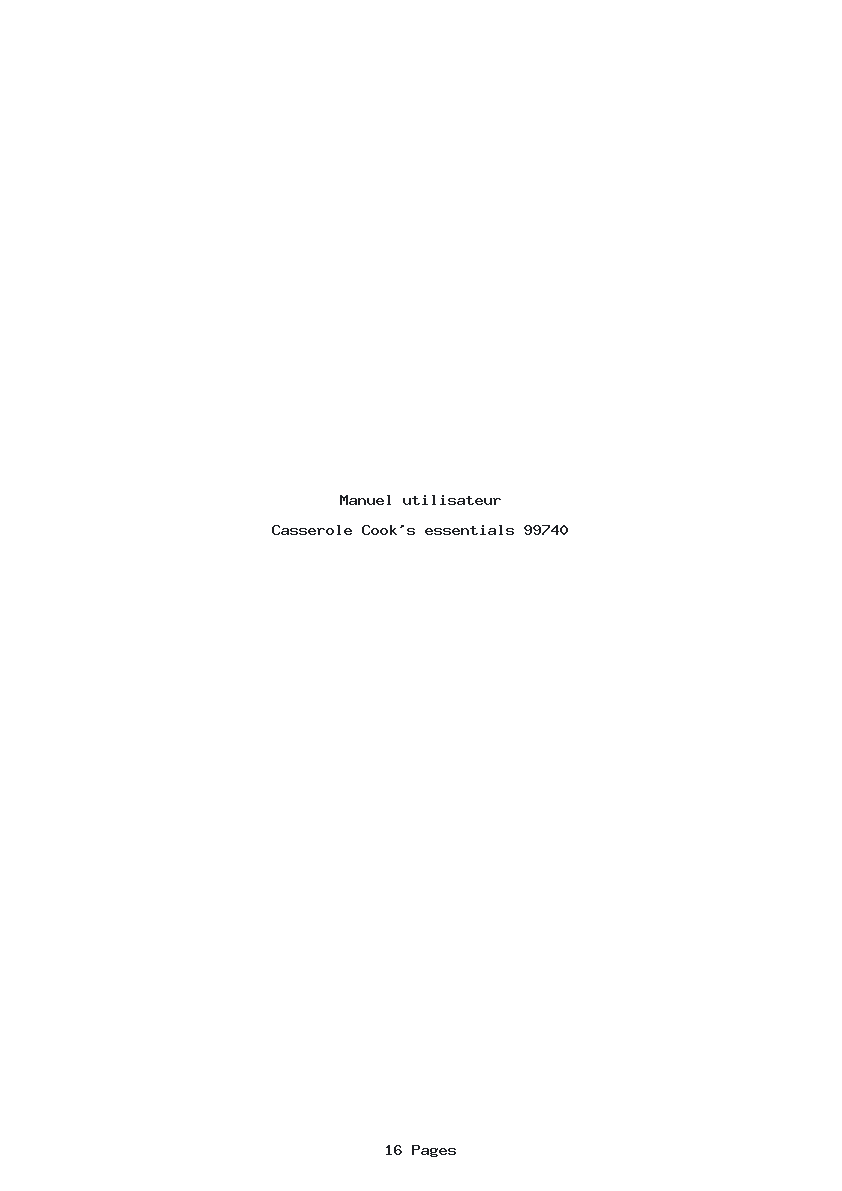 Page 1 de la notice Manuel utilisateur Cook's essentials 99740