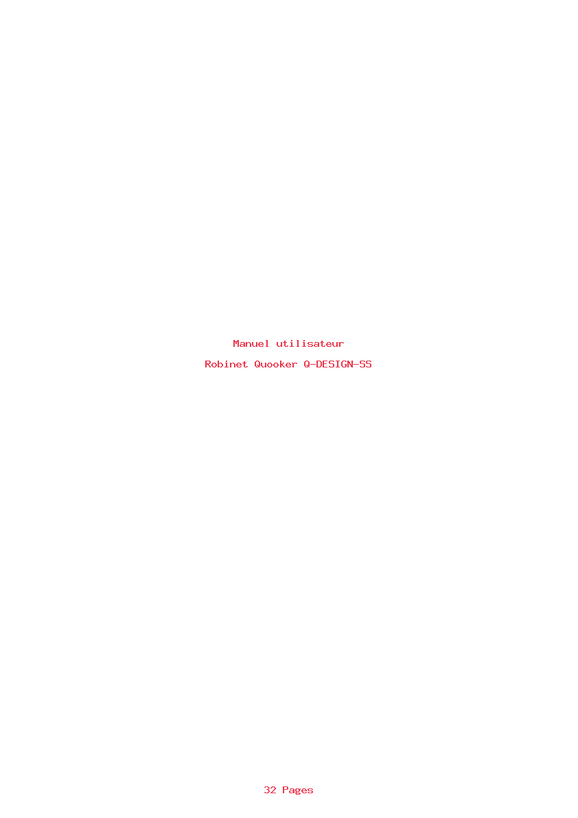 Page 1 de la notice Manuel utilisateur Quooker Q-DESIGN-SS