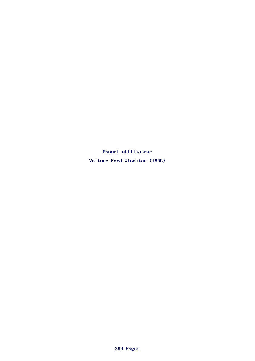 Image de la première page du manuel de l'appareil Windstar (1995)