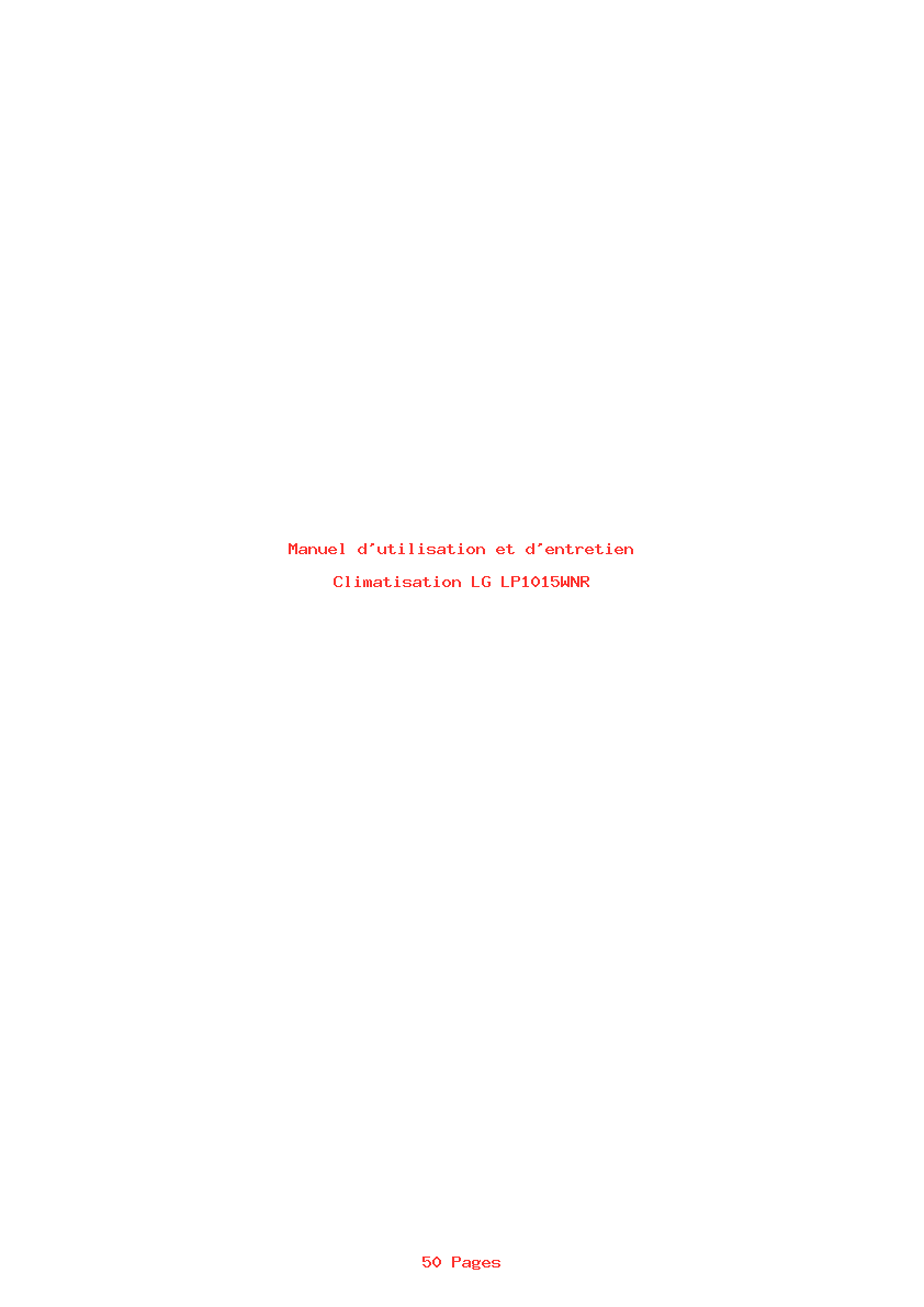 Page 1 de la notice Manuel d'utilisation et d'entretien LG LP1015WNR