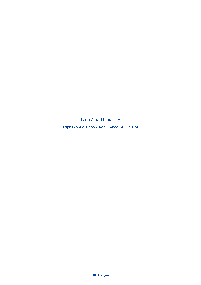 Page 1 de la notice Manuel utilisateur Epson WorkForce WF-2010W