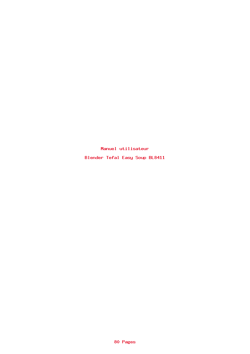 Page 1 de la notice Manuel utilisateur Tefal Easy Soup BL8411