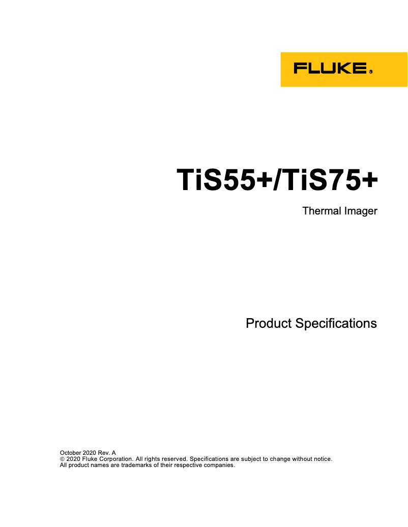 Page 1 de la notice Fiche technique Fluke TiS55+