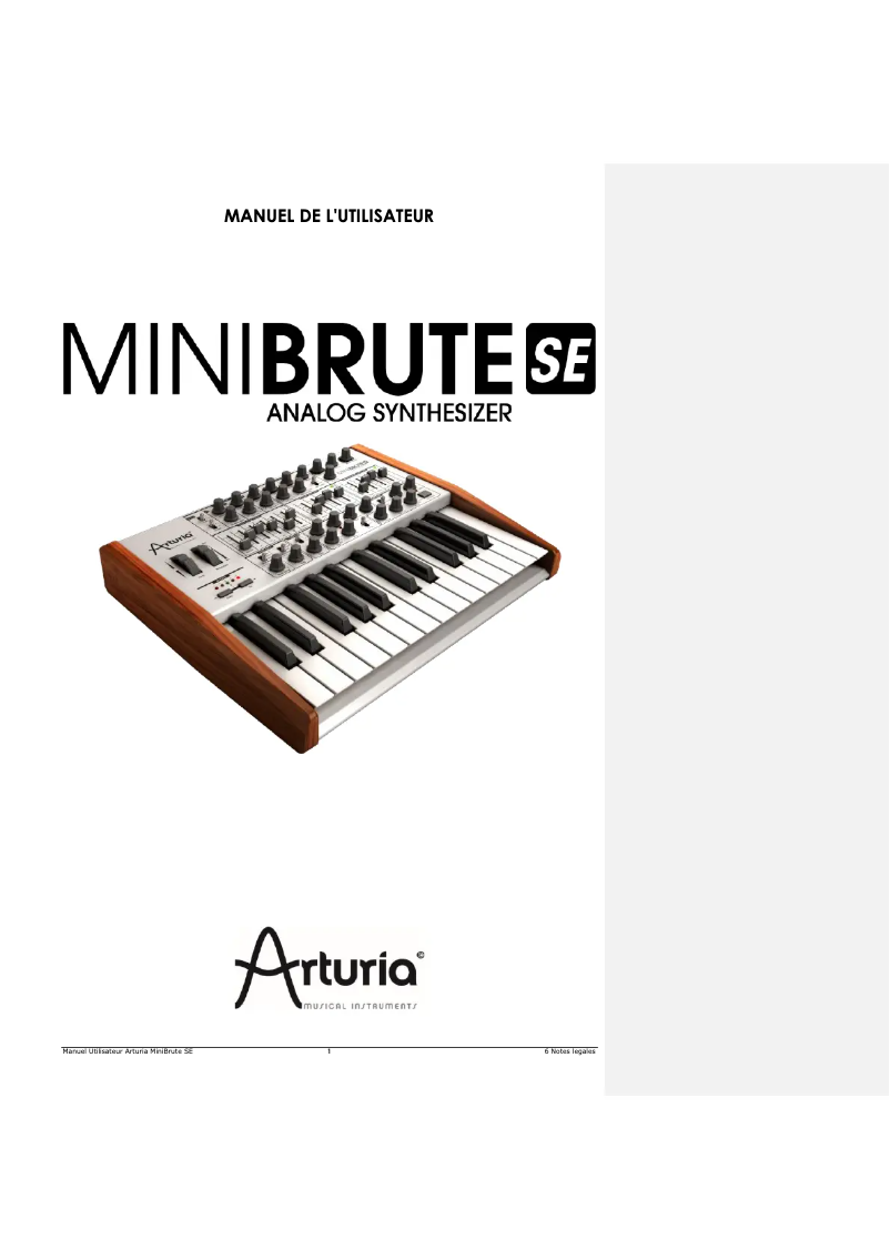 Page 1 de la notice Manuel utilisateur Arturia Minibrute Special Edition