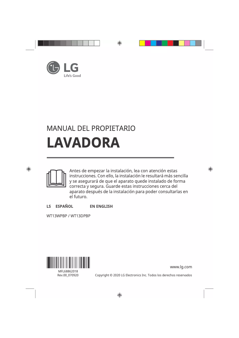 Page 1 de la notice Manuel utilisateur LG WT13WPBP
