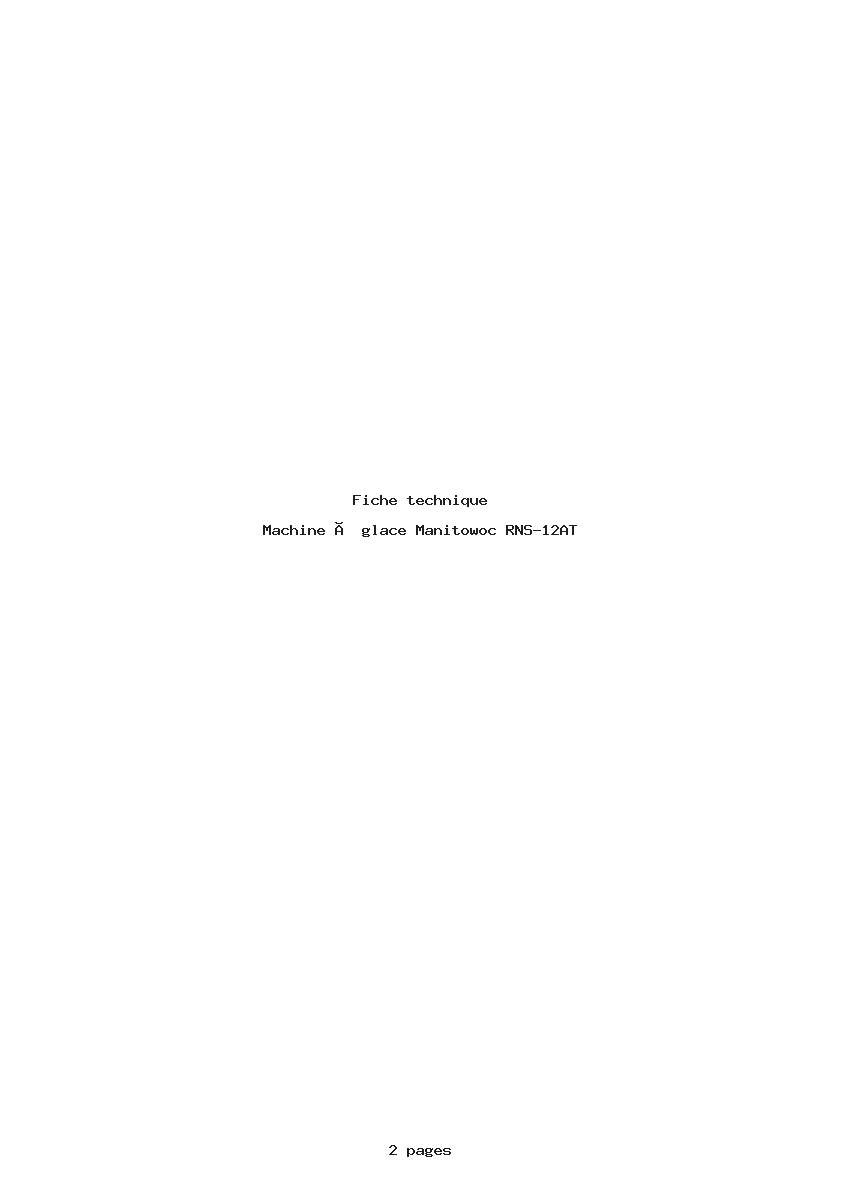 Page 1 de la notice Fiche technique Manitowoc RNS-12AT