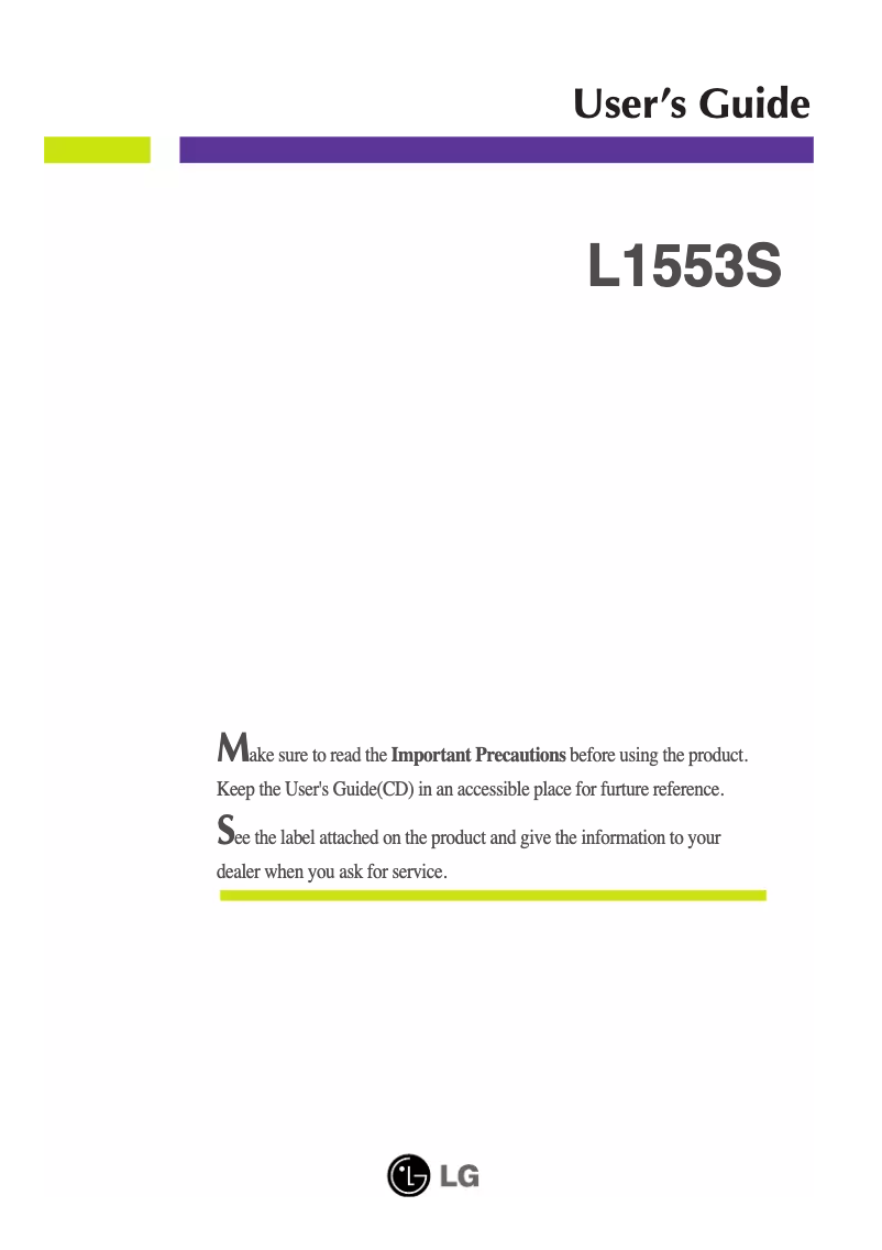 Page 1 de la notice Manuel utilisateur LG L1553S-SF