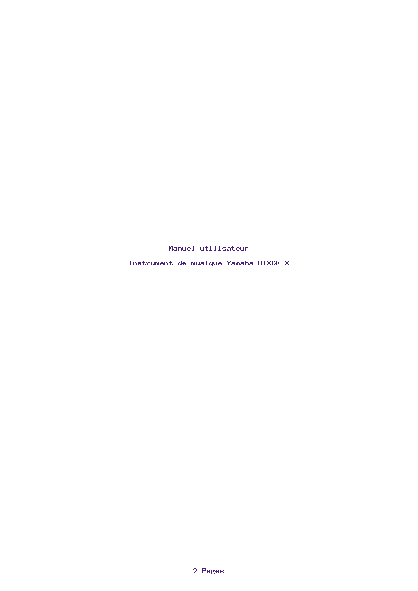 Page 1 de la notice Manuel utilisateur Yamaha DTX6K-X