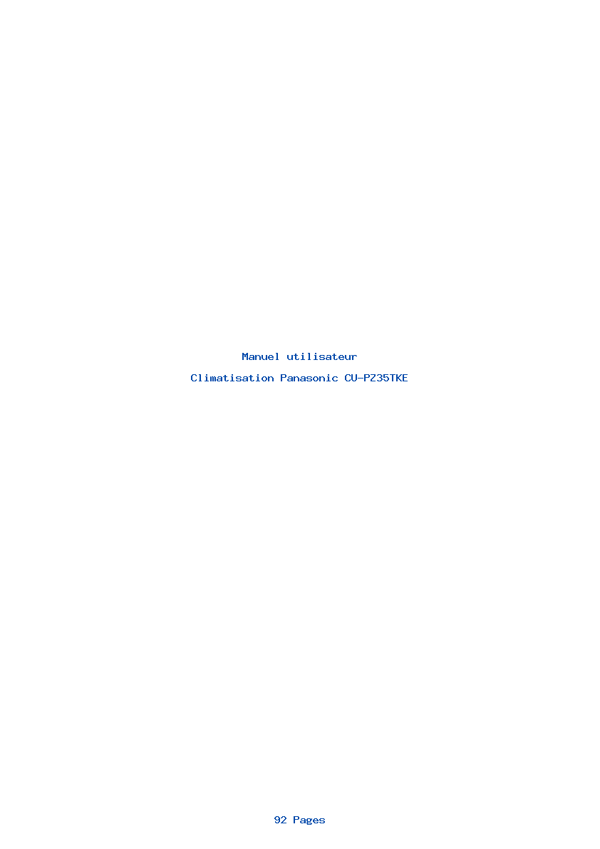Page 1 de la notice Manuel utilisateur Panasonic CU-PZ35TKE