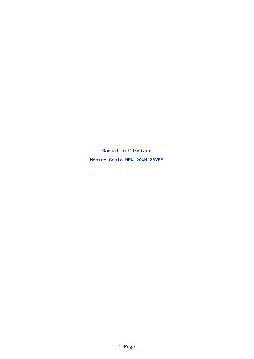 Page 1 de la notice Manuel utilisateur Casio MRW-200H-7BVEF