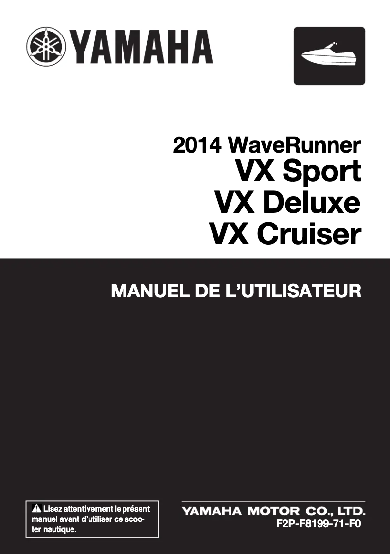 Page 1 de la notice Manuel utilisateur Yamaha WaveRunner VX Sport (2014)