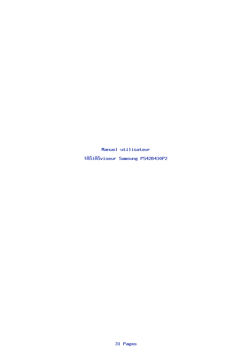 Page 1 de la notice Manuel utilisateur Samsung PS42B430P2