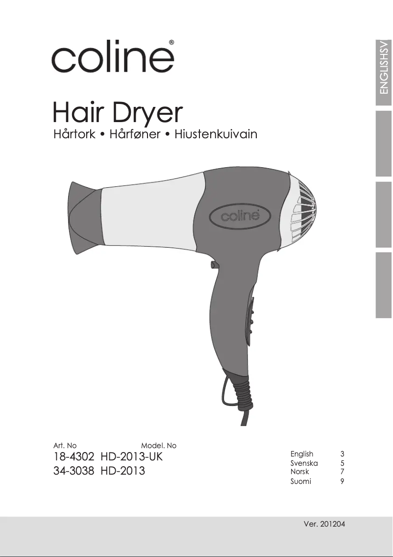 Page 1 de la notice Manuel utilisateur Coline HD-2013