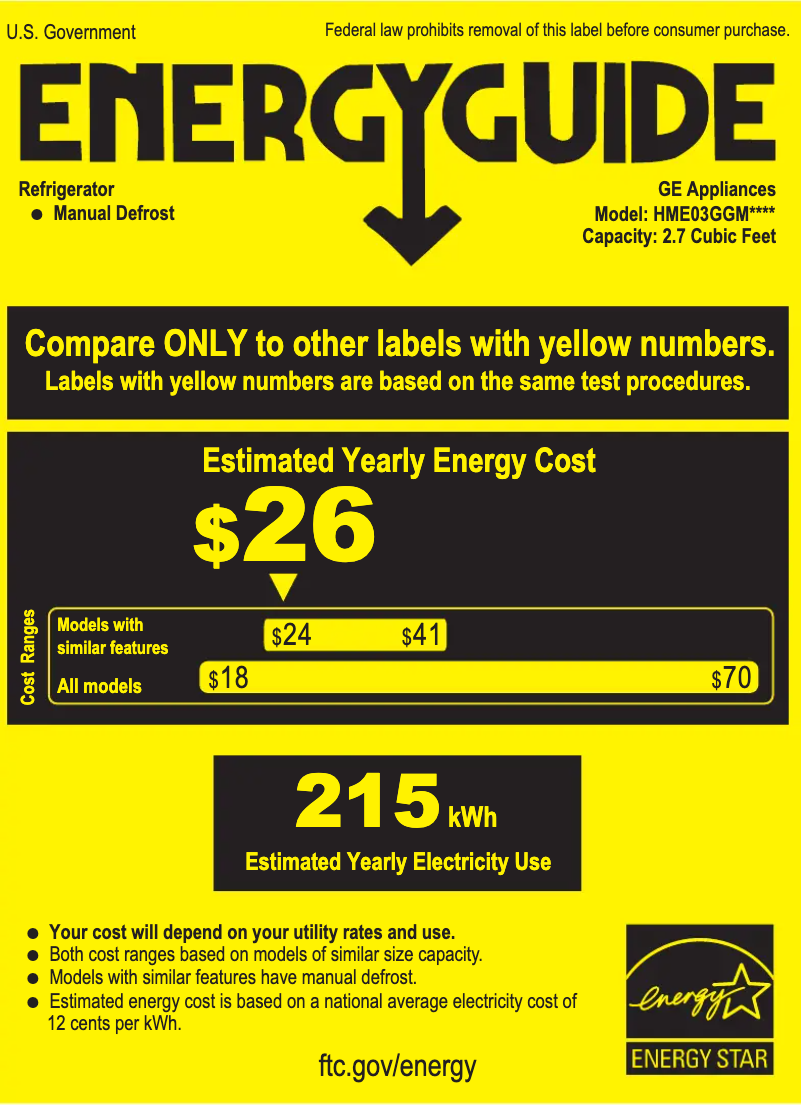Página 1 del manual Etiqueta energética Hotpoint HME03GGMBB