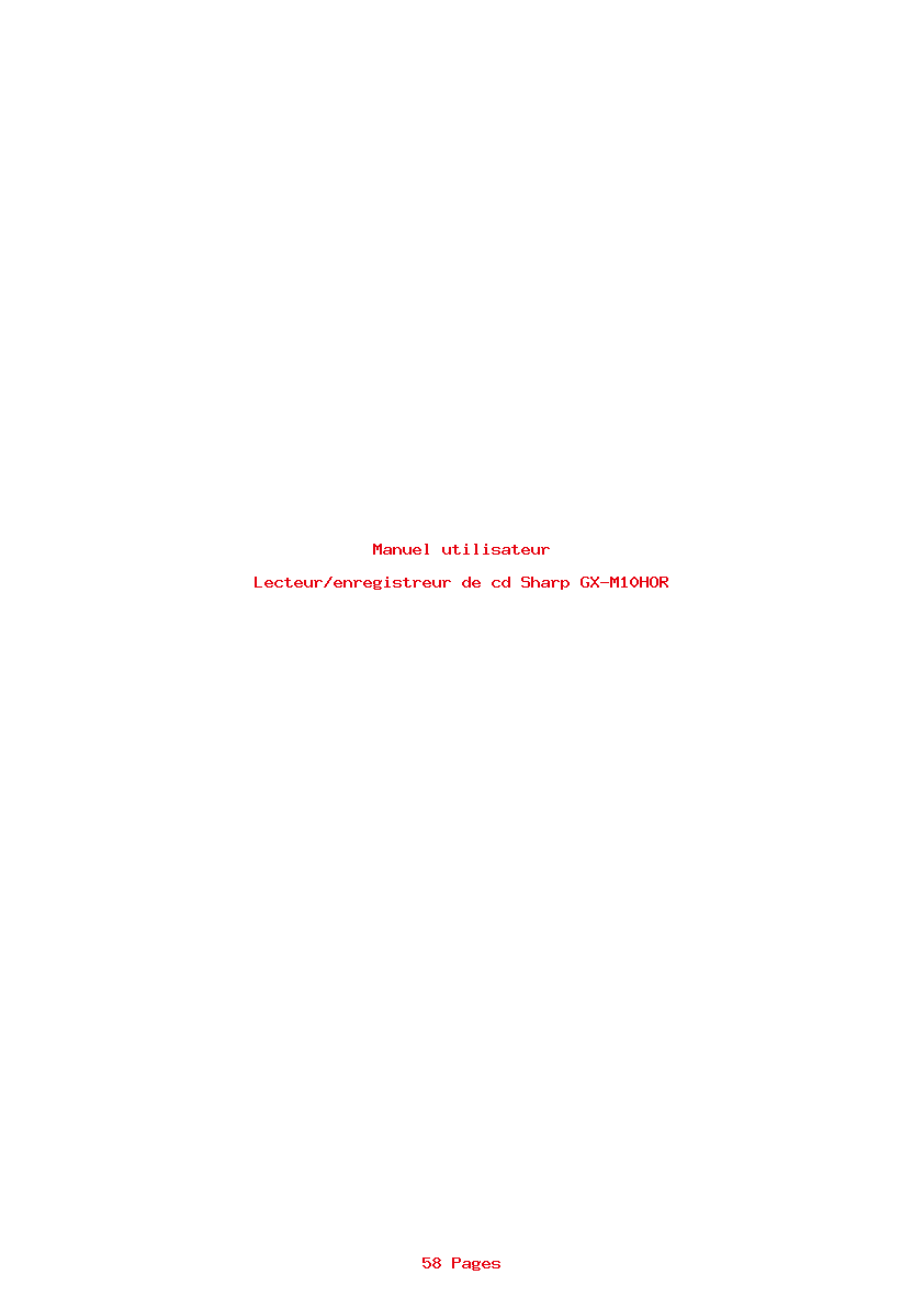 Page 1 de la notice Manuel utilisateur Sharp GX-M10HOR
