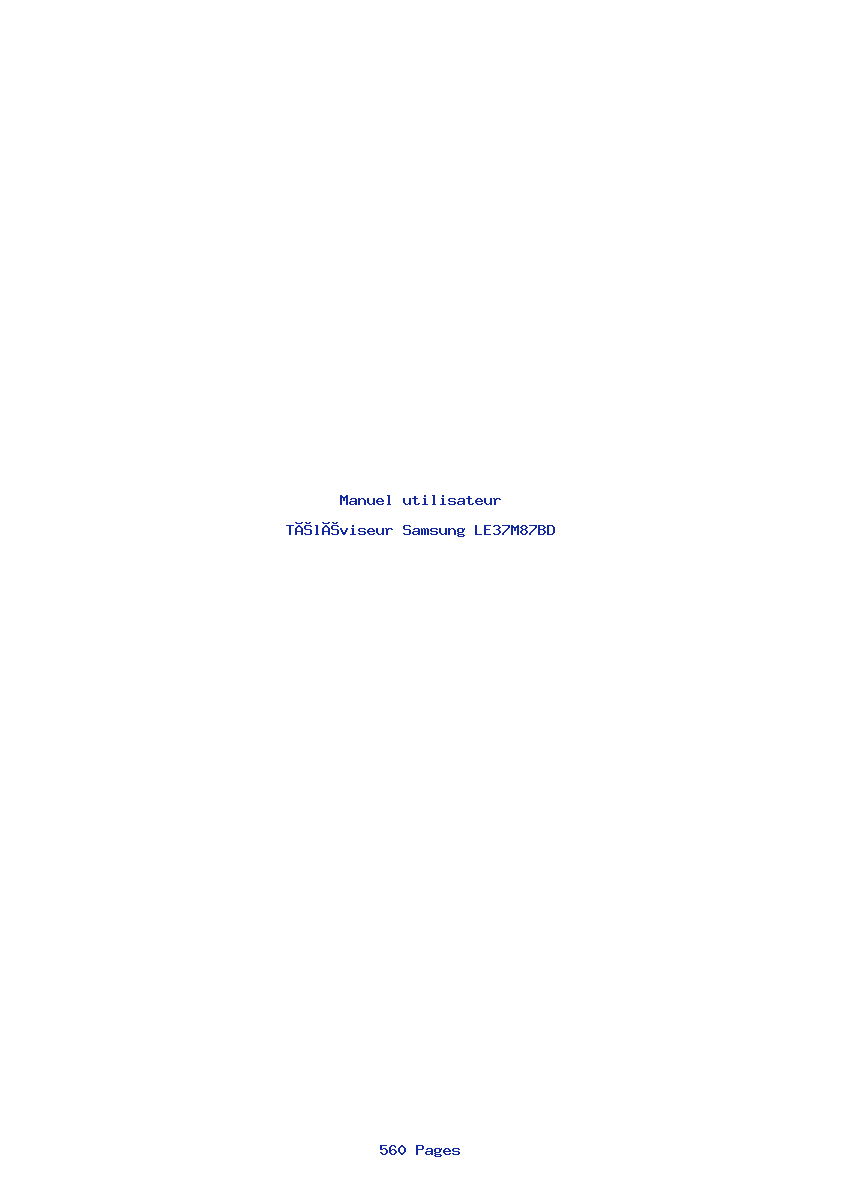 Page 1 de la notice Manuel utilisateur Samsung LE37M87BD