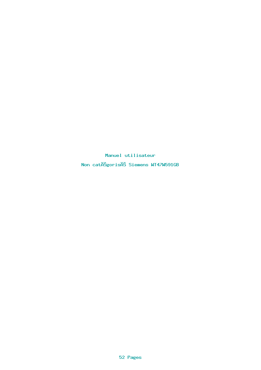 Page 1 de la notice Manuel utilisateur Siemens WT47W591GB