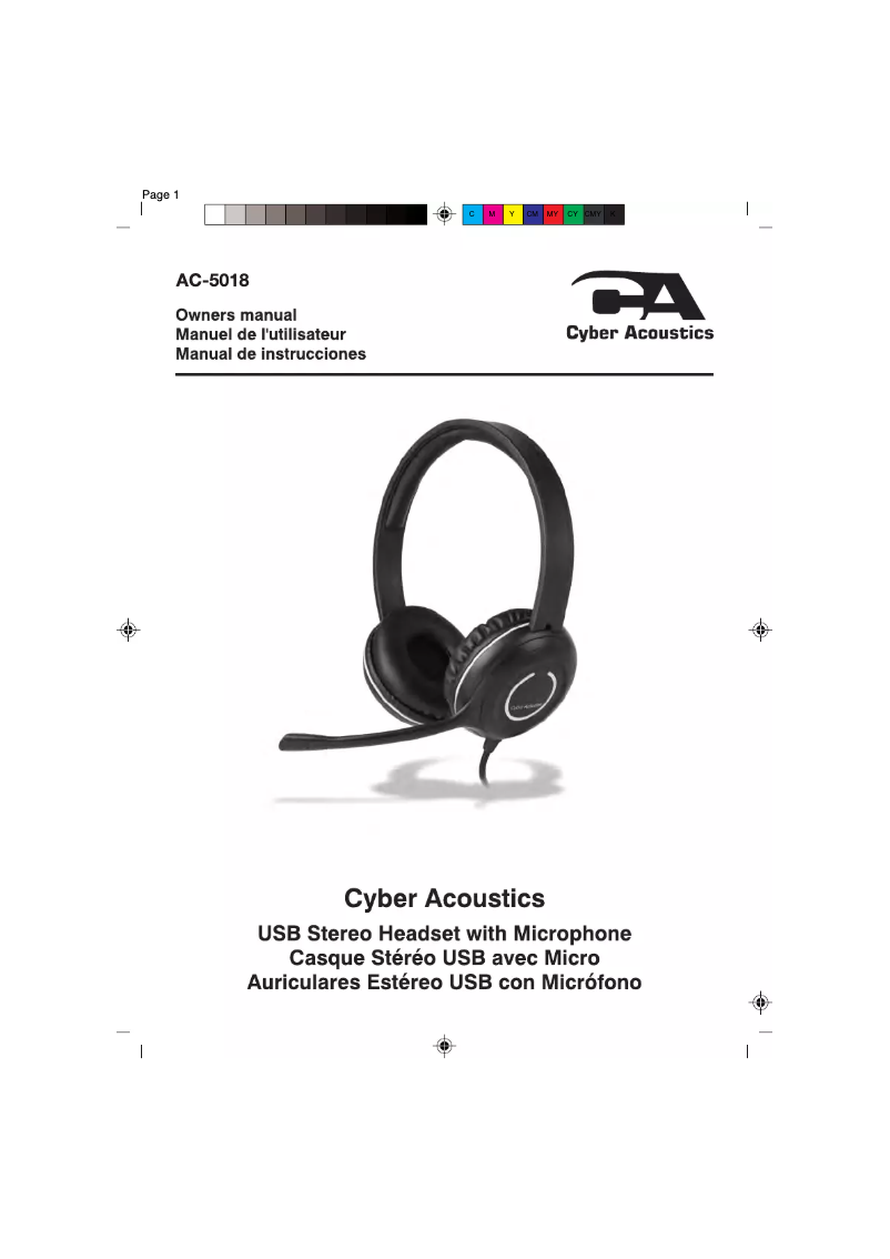 Page 1 de la notice Manuel utilisateur Cyber Acoustics AC-5018