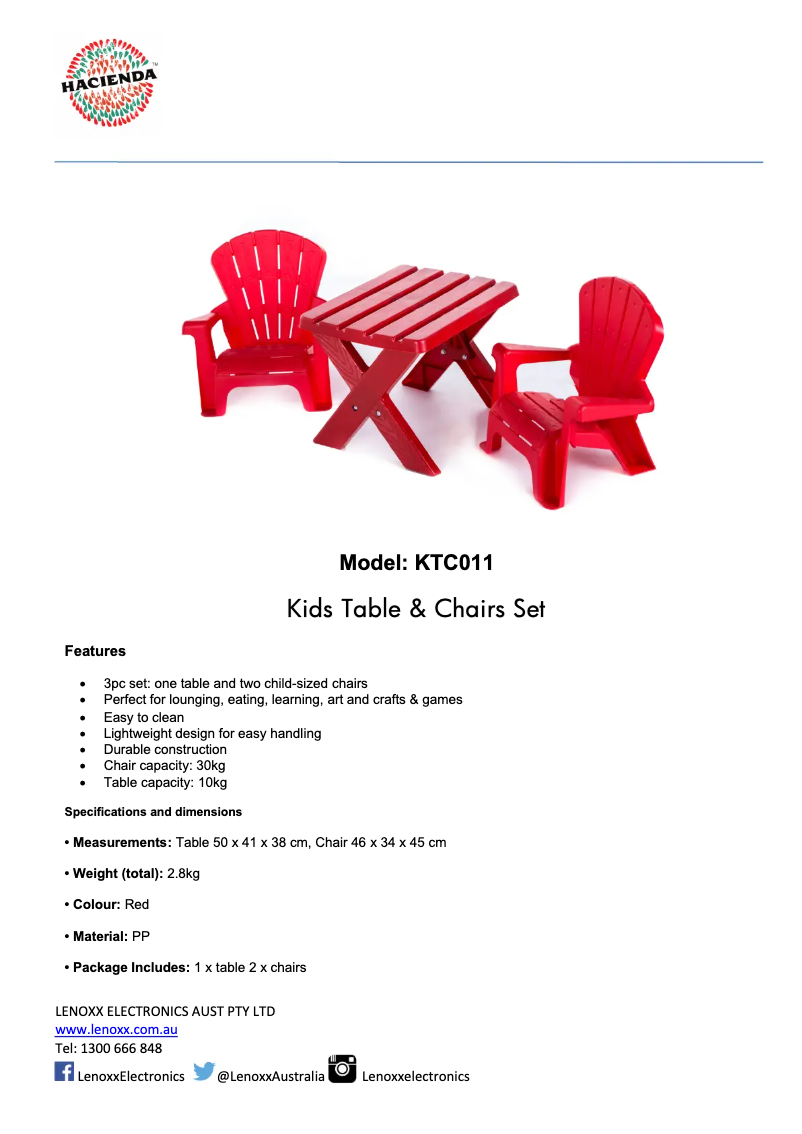 Página 1 del manual Ficha técnica Gem Toys KTC011