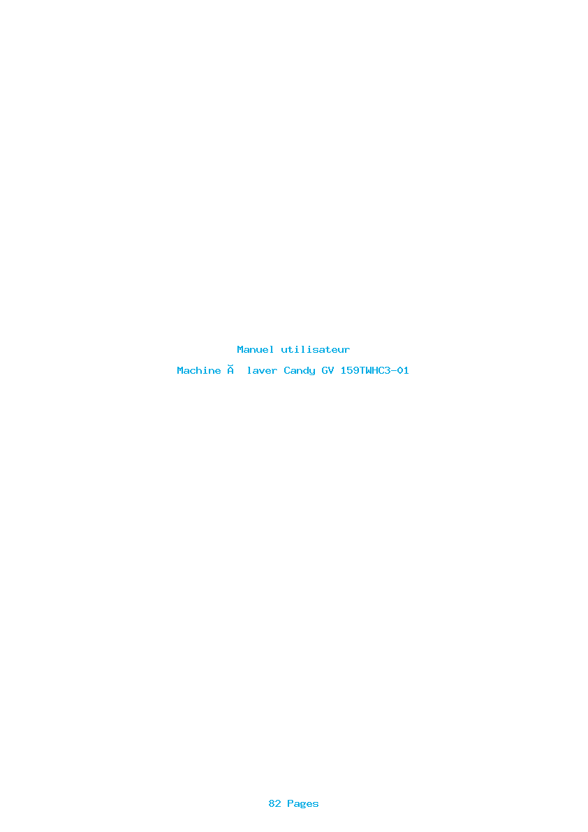Page 1 de la notice Manuel utilisateur Candy GV 159TWHC3-01