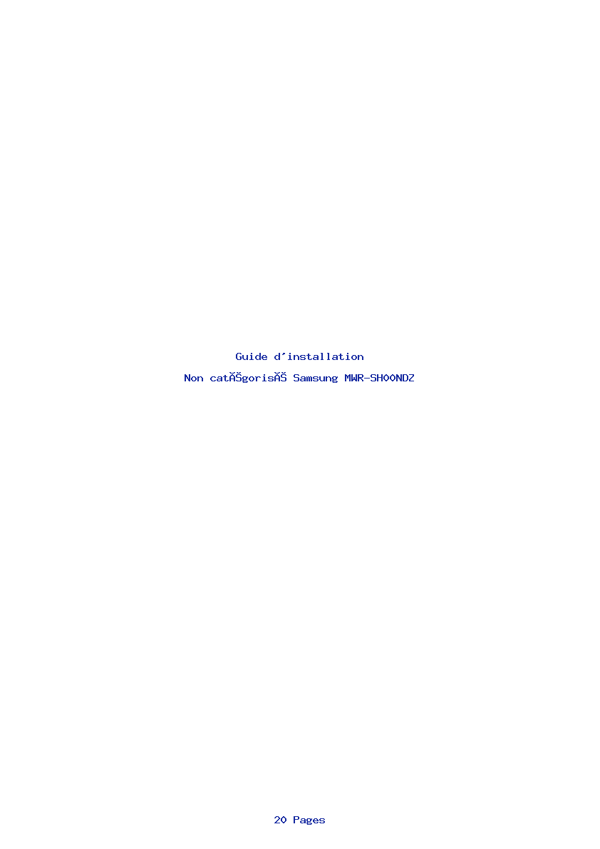 Page 1 de la notice Guide d'installation Samsung MWR-SH00NDZ