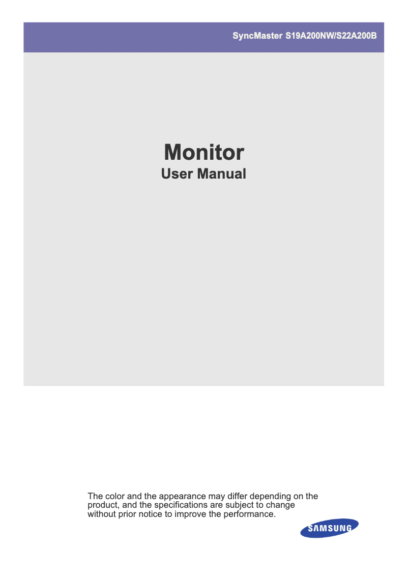 Page 1 de la notice Manuel utilisateur Samsung S22A200B