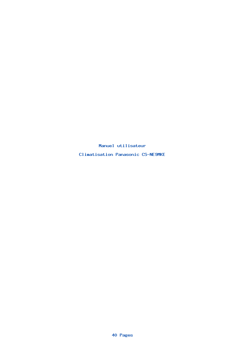 Page 1 de la notice Manuel utilisateur Panasonic CS-NE9MKE
