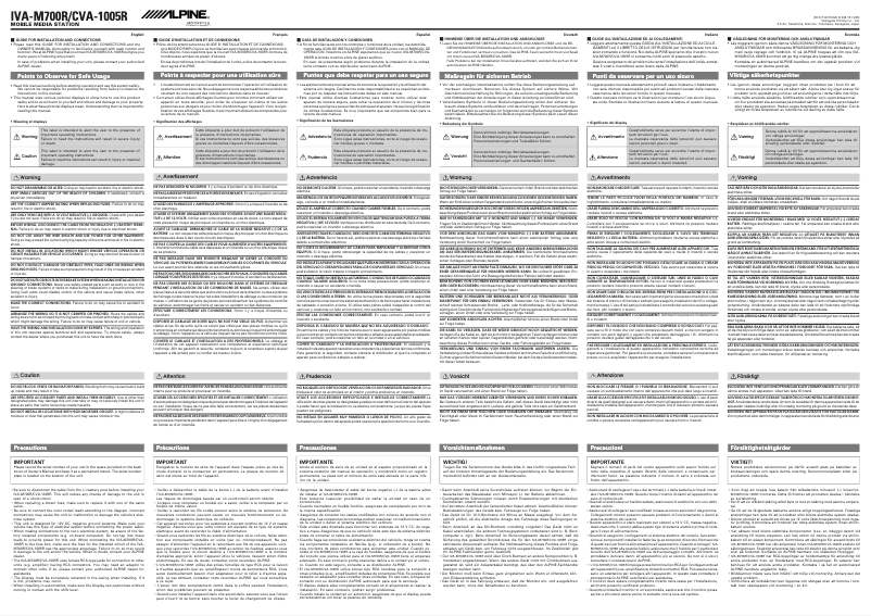Page 1 de la notice Manuel utilisateur Alpine IVA-M700R