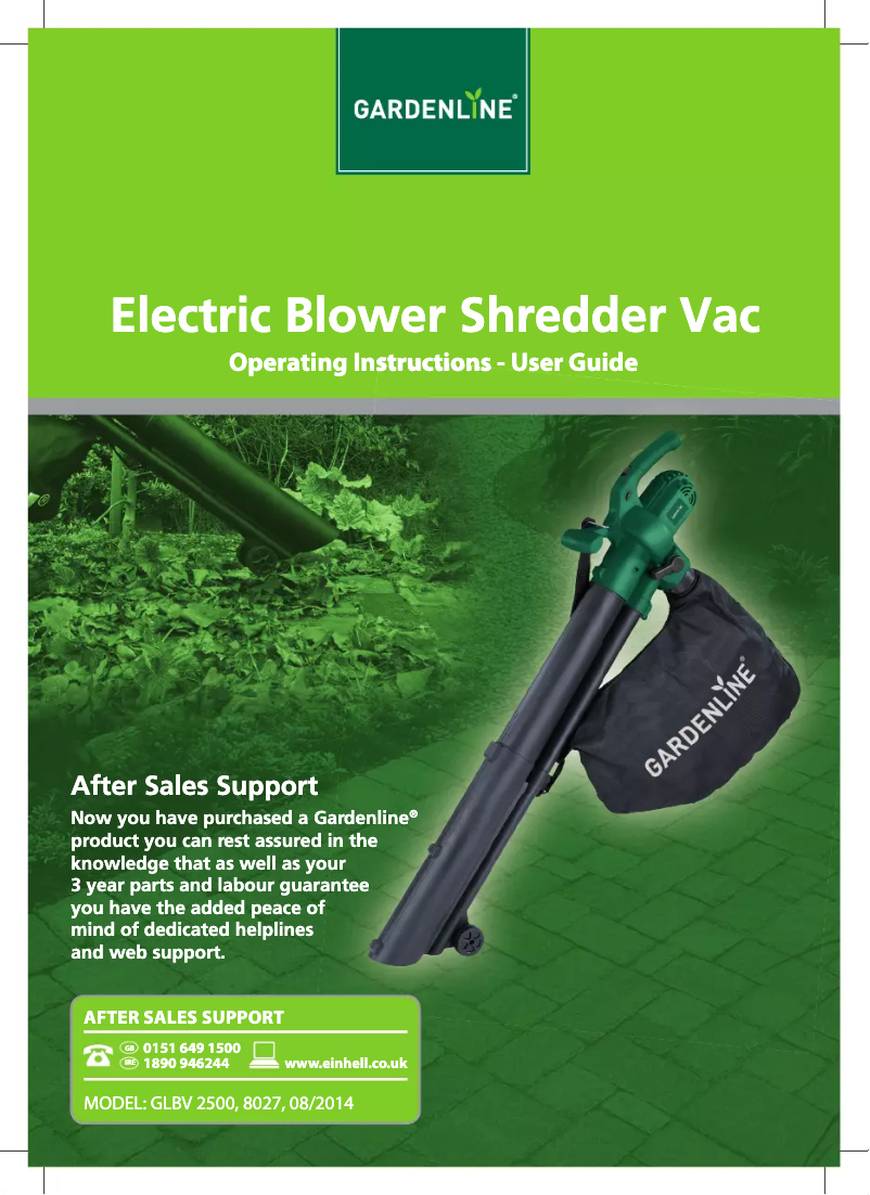 Page 1 de la notice Manuel utilisateur Gardenline GLBV 2500