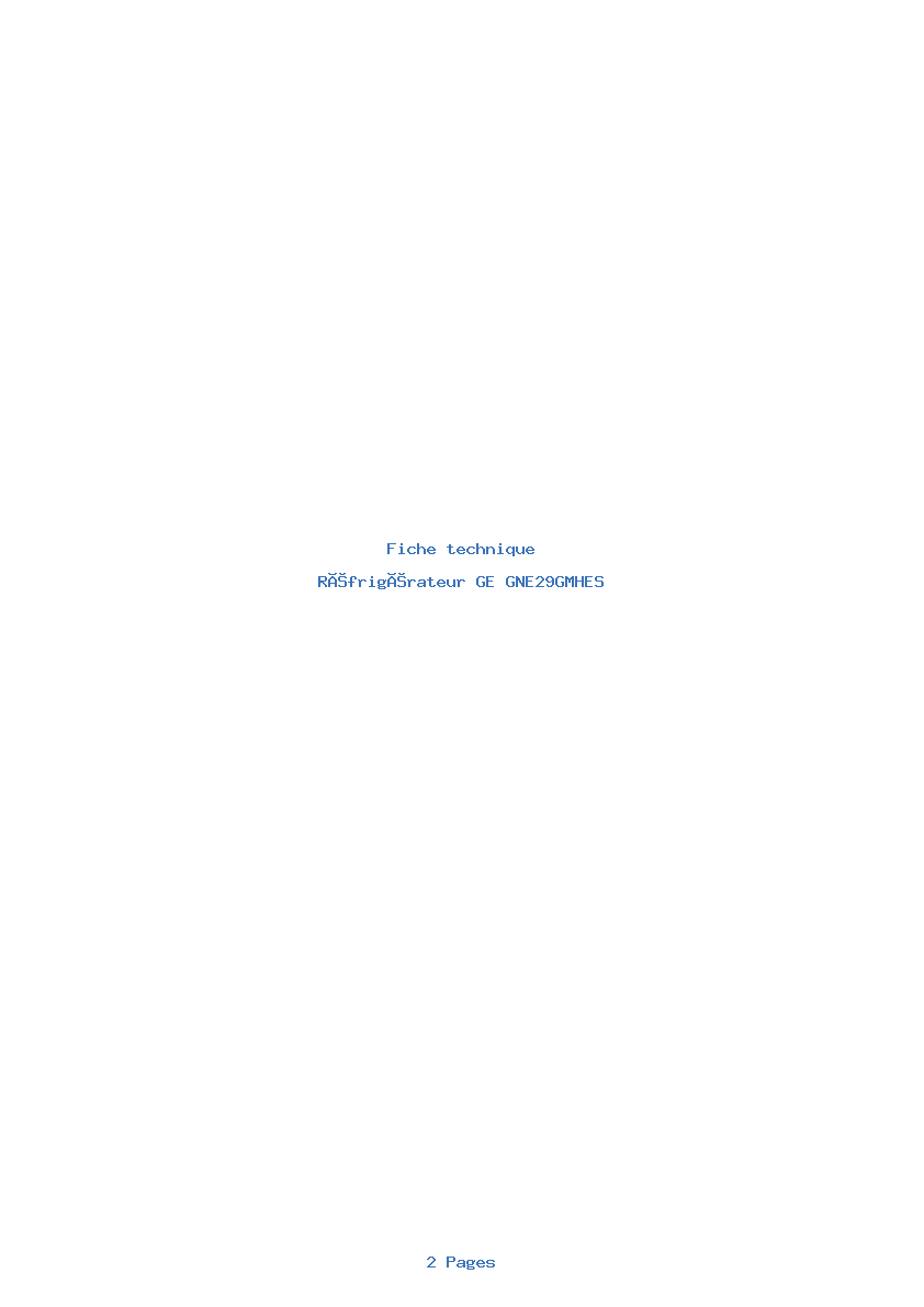 Page 1 de la notice Fiche technique GE GNE29GMHES