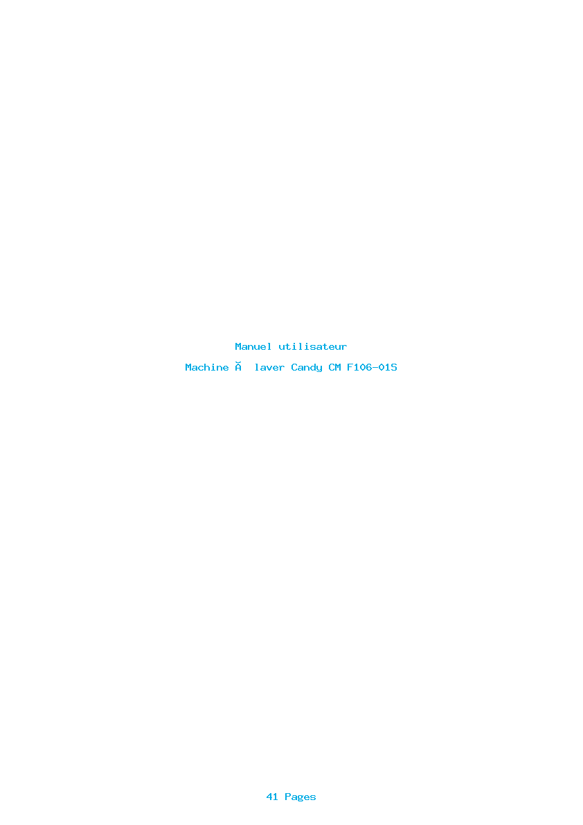 Page 1 de la notice Manuel utilisateur Candy CM F106-01S