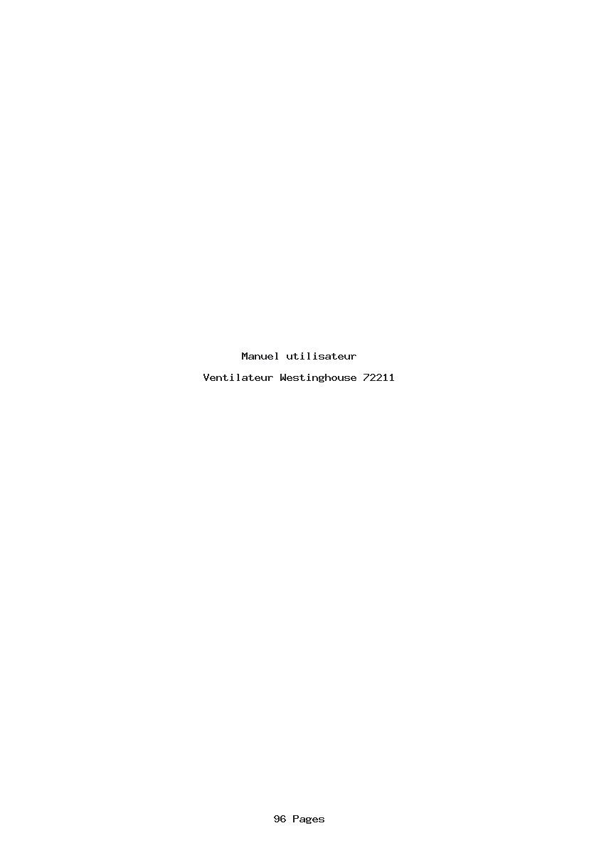 Page 1 de la notice Manuel utilisateur Westinghouse 72211