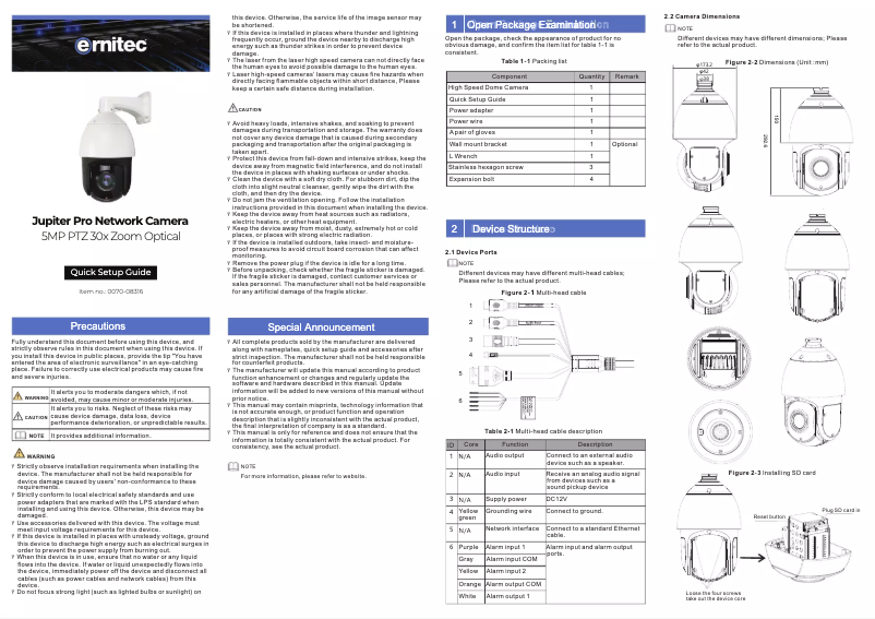 Page 1 de la notice Manuel utilisateur Ernitec 0070-08316