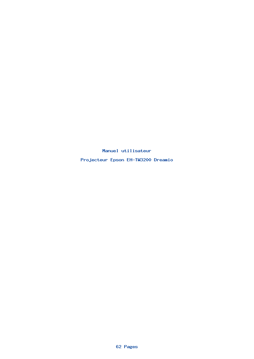 Page 1 de la notice Manuel utilisateur Epson EH-TW3200 Dreamio