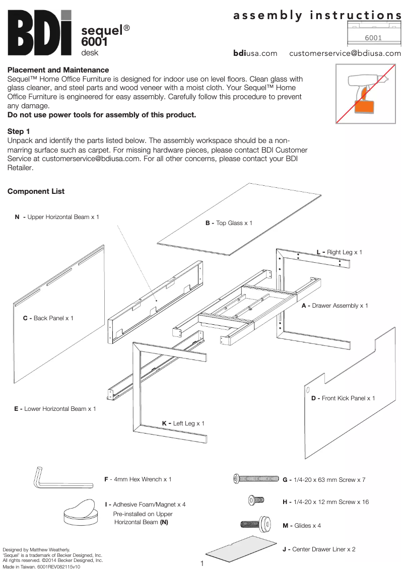 Page 1 de la notice Manuel utilisateur BDI Sequel