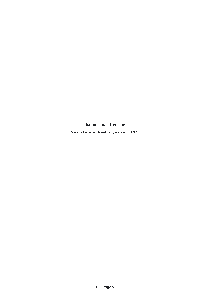 Page 1 de la notice Manuel utilisateur Westinghouse 78265