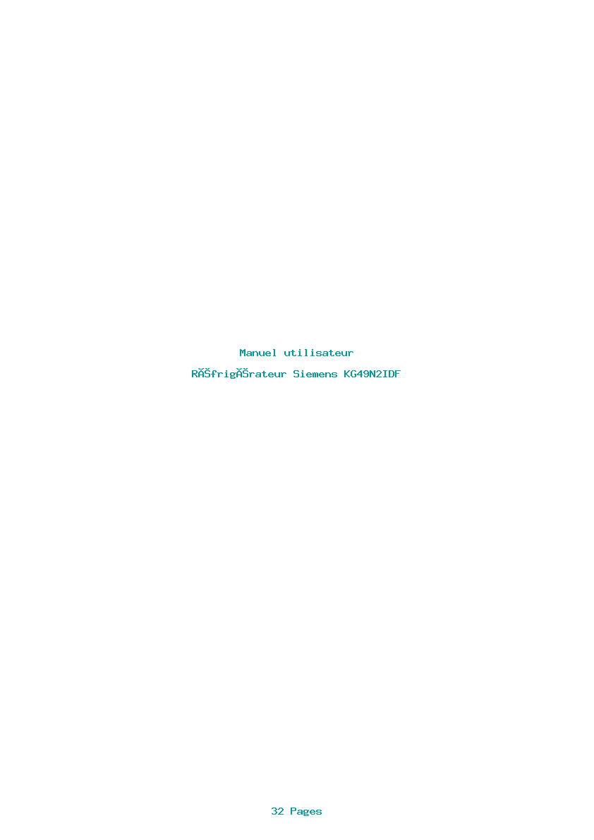 Page 1 de la notice Manuel utilisateur Siemens KG49N2IDF