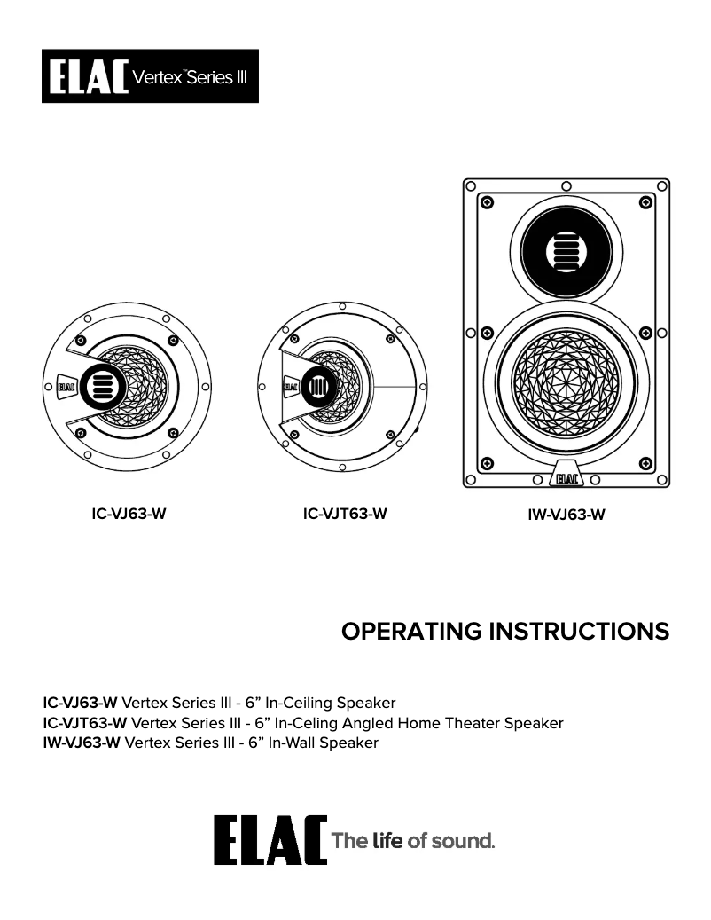 Page 1 de la notice Manuel utilisateur ELAC Vertex III IC-VJT63-W