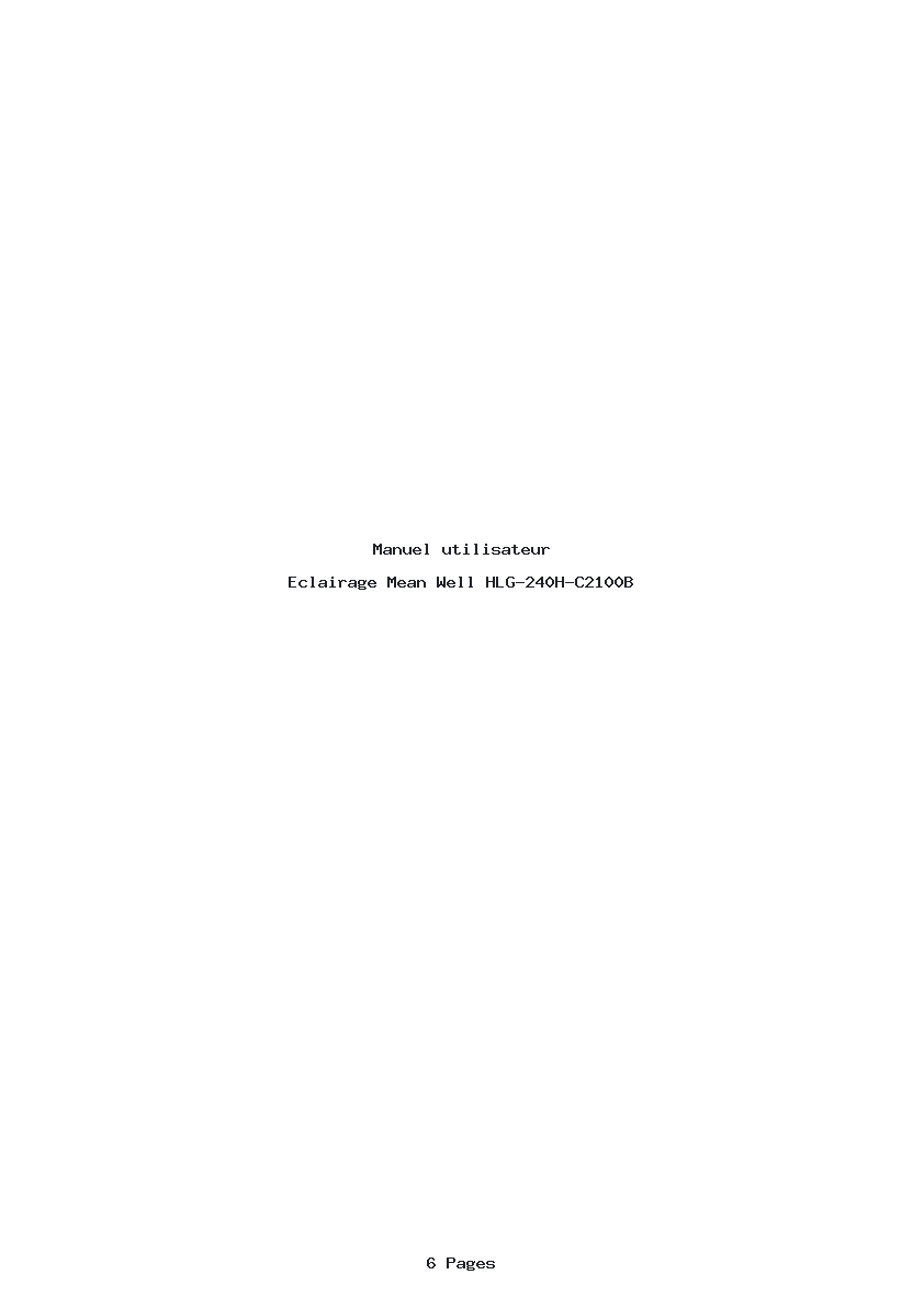 Page 1 de la notice Manuel utilisateur Mean Well HLG-240H-C2100B