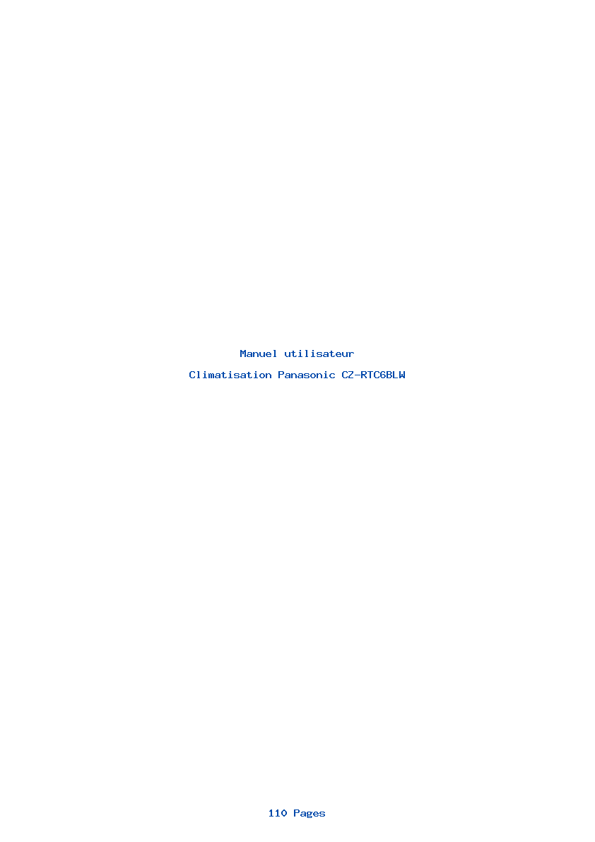 Image de la première page du manuel de l'appareil CZ-RTC6BLW