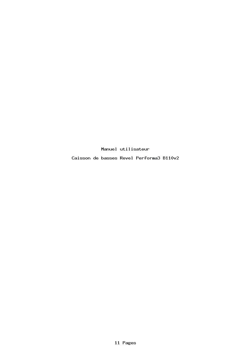 Page 1 de la notice Manuel utilisateur Revel Performa3 B110v2