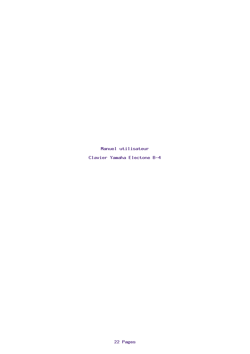 Page 1 de la notice Manuel utilisateur Yamaha Electone B-4