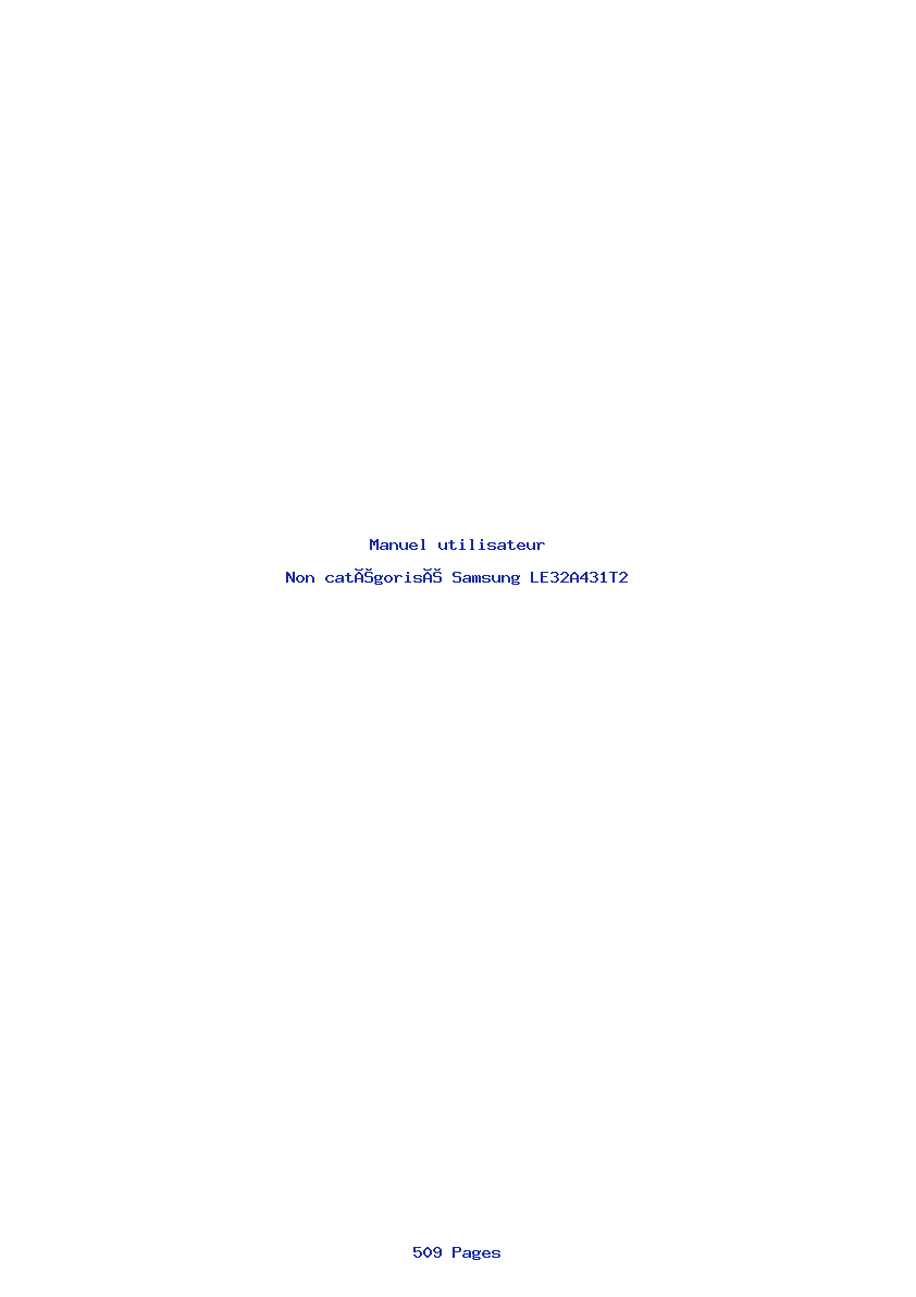 Page 1 de la notice Manuel utilisateur Samsung LE32A431T2