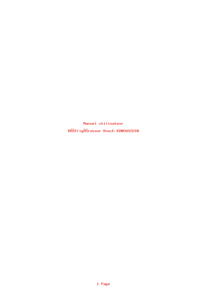 Page 1 de la notice Manuel utilisateur Bosch KDN56HID1N
