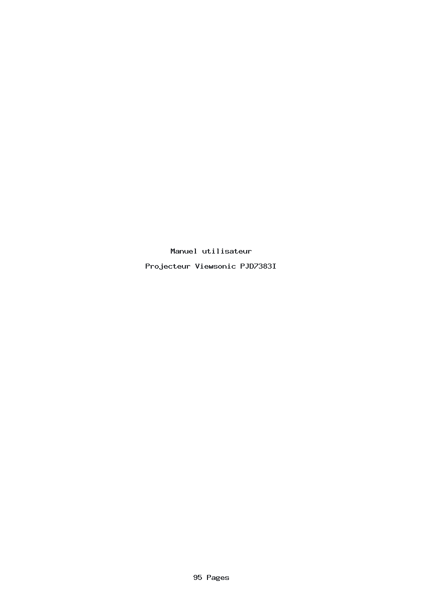 Page 1 de la notice Manuel utilisateur Viewsonic PJD7383I