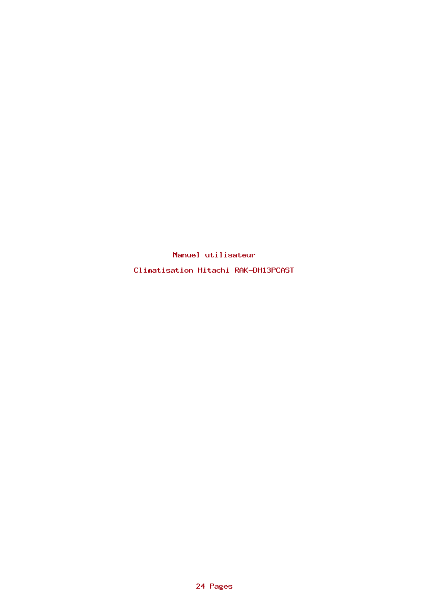Page 1 de la notice Manuel utilisateur Hitachi RAK-DH13PCAST