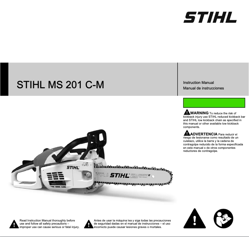 Page 1 de la notice Manuel utilisateur Stihl MS 201 C-EM