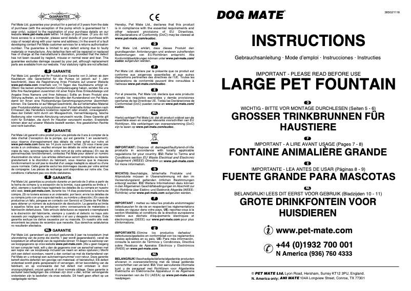 Page 1 de la notice Manuel utilisateur Closer Pets Dog Mate CP385