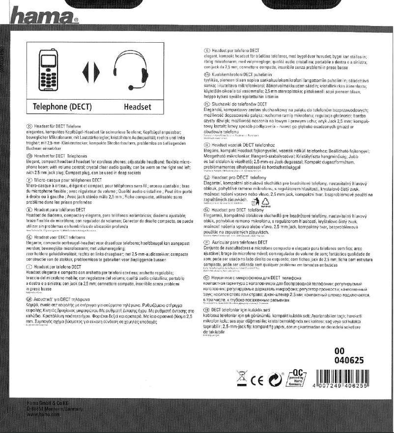 Page 1 de la notice Manuel utilisateur Hama 40625